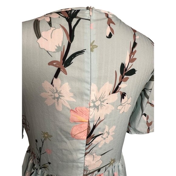 Lt Blue Floral Dress Small Midi Pocket Lightweight Oversized Boho Chic - Picture 8 of 12